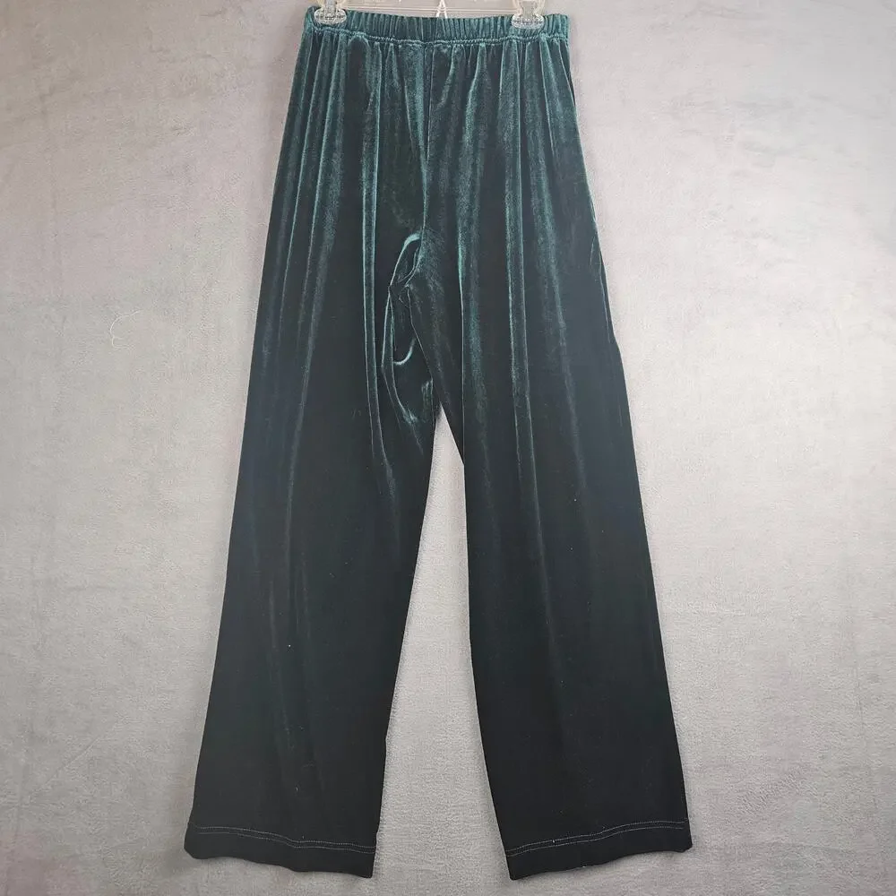 Vintage Bob Mackie Wearable Art Green Velour Velvet Pull-on Pants size Medium - Picture 2 of 7